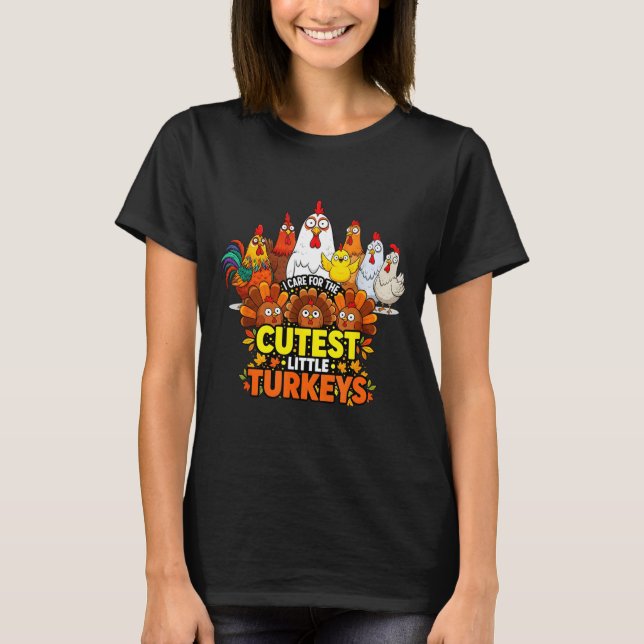 Camiseta Cutest Little Turkeys Funny Thanksgiving Teacher D (Frente)