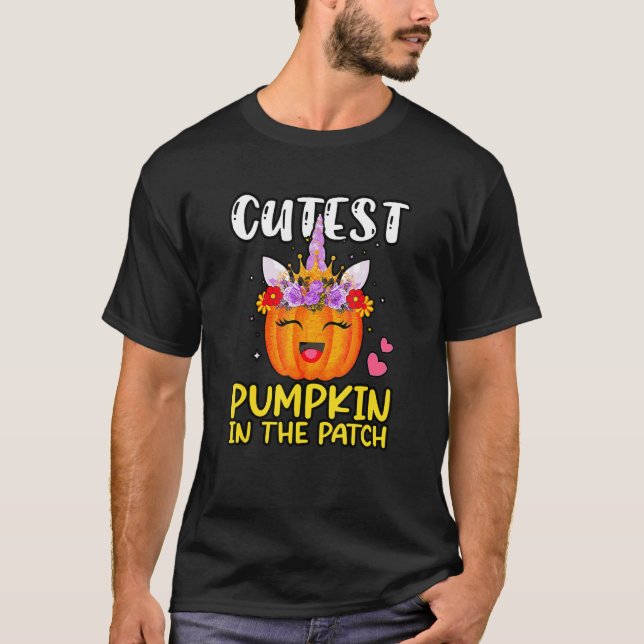 Camiseta Cutest Pumpkin In The Patch Halloween Girls Kids U (Frente)