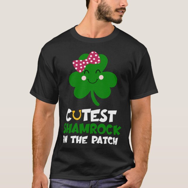 Camiseta Cutest Shamrock In The Patch St Patricks Day Kids  (Frente)