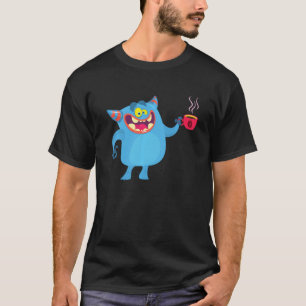Camiseta Cutie Blue Coffee Monster Funny Cute Monster Hallo