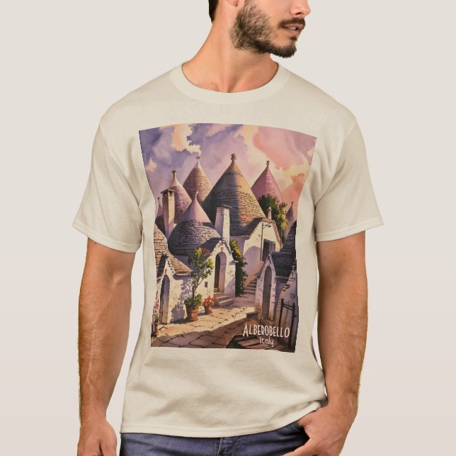 Camiseta Cutom Alberobello Trulli Houses Italy Watercolor (Frente)