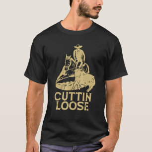 Camiseta Cuttin Loose Ama Cavalgar Cavalo Ocidental Cowboy