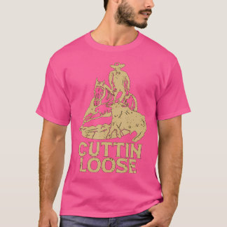 Camiseta Cuttin Loose ama o Cavalo Ocidental a Correr Corta