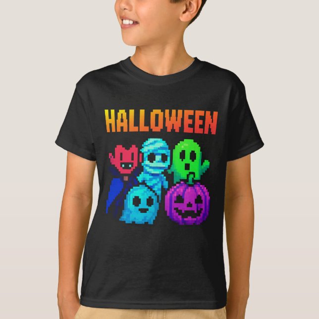 Camiseta Cuz-halloween Pixel Roupas unisex masculina (Frente)