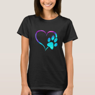 Camiseta Cyan azul turquesa roxo impressão de pata de cacho