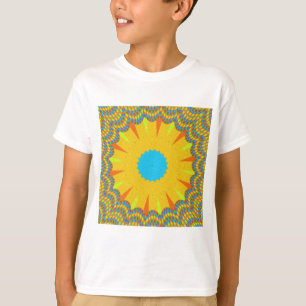 Camiseta Cyan e Dourada Mandala Art Impressão