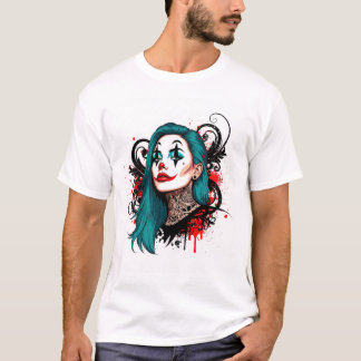 Camiseta Cyan Haired Clown Queen - Spooky Chic Graphic