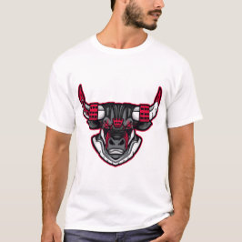 Camiseta Cyber Bull Head – Futuristic Mecha Animal Graphic 
