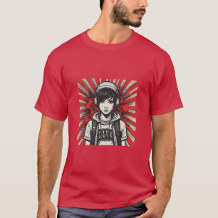 Camiseta Cyber Emo Girl com Fones de ouvido em Bold Pop Art