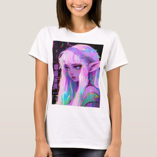 Camiseta Cyber Fada "Dennou Yousei" Glitchcore (Frente)