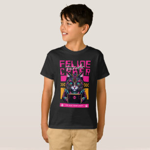 Camiseta Cyber Hacker Cat - Design de Intruso Felino