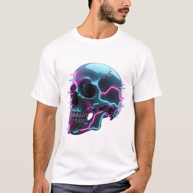 Camiseta Cyber Neon Skull (Frente)