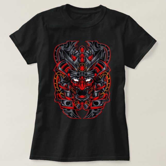 Camiseta Cyber Oni Samurai Mask (Frente do Design)