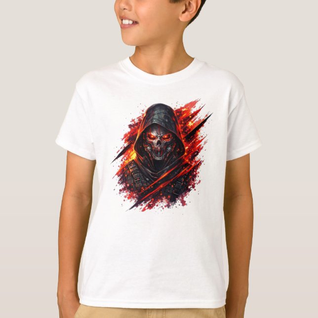 Camiseta Cyber Reaper Hooded Skull (Frente)