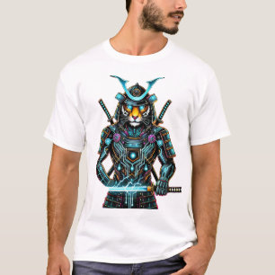 Camiseta Cyber Samurai Tiger - Futurística Arte Guerreira