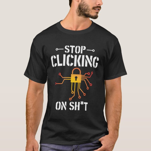Camiseta Cyber Security Stop Clicando no Programador do Com (Frente)