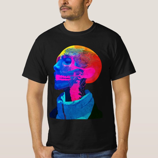 Camiseta Cyber Skull - Arte da Anatomia Futurística (Frente)