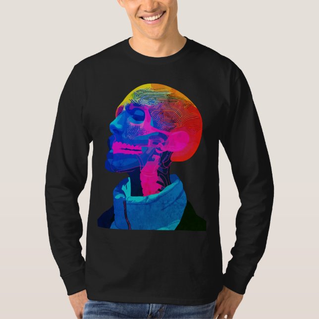 Camiseta Cyber Skull - Arte da Anatomia Futurística (Frente)