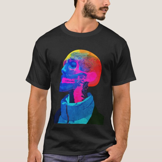 Camiseta Cyber Skull - Arte da Anatomia Futurística (Frente)