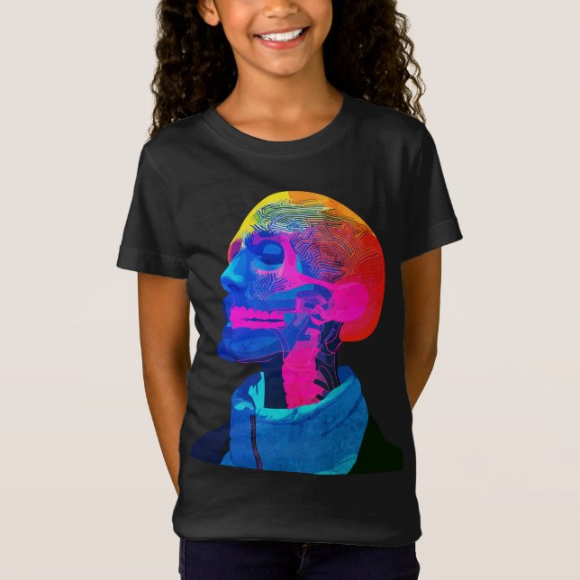 Camiseta Cyber Skull - Arte da Anatomia Futurística (Frente)