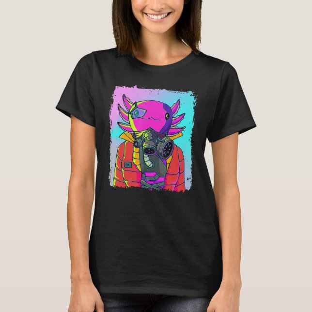 Camiseta Cyber Vaporwave Aesthetic Futuristic Axolotl (Frente)