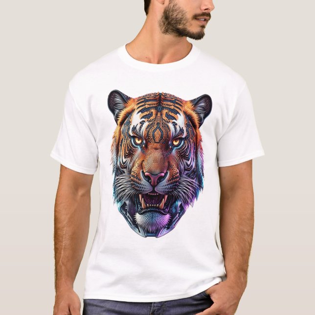 Camiseta Cybernetic Bio-Mechanical Tiger Portrait (Frente)