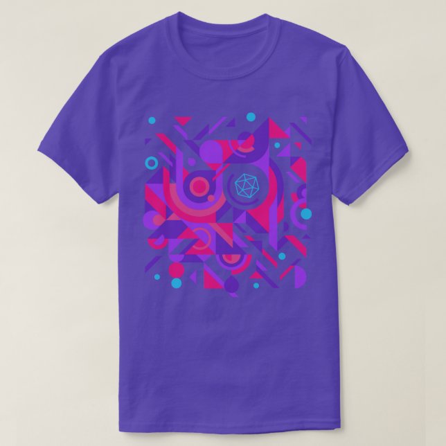 Camiseta Cyberpunk Abstrato D20 Dice Tabletop RPG (Frente do Design)