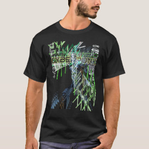 Camiseta Cyberpunk Aestético Retro 80s com brilho de trilha