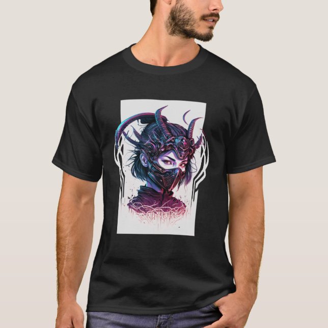 Camiseta Cyberpunk Aestético Samurai Demons Máscara G Japon (Frente)
