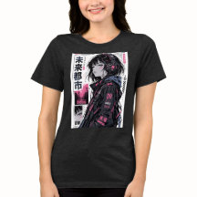 Camiseta Cyberpunk Anime Girl Streetwear | Japonês