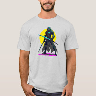 Camiseta Cyberpunk Armorou Samurai Neon Warrior Art