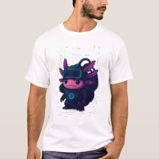 Camiseta Cyberpunk Axolotl - Estilo Neon Futurísti