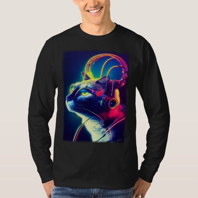 Camiseta Cyberpunk Cat  Japanese Cat Aesthetic Streetwear   (Frente)