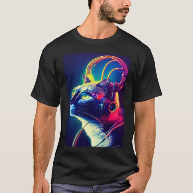 Camiseta Cyberpunk Cat  Japanese Cat Aesthetic Streetwear   (Frente)