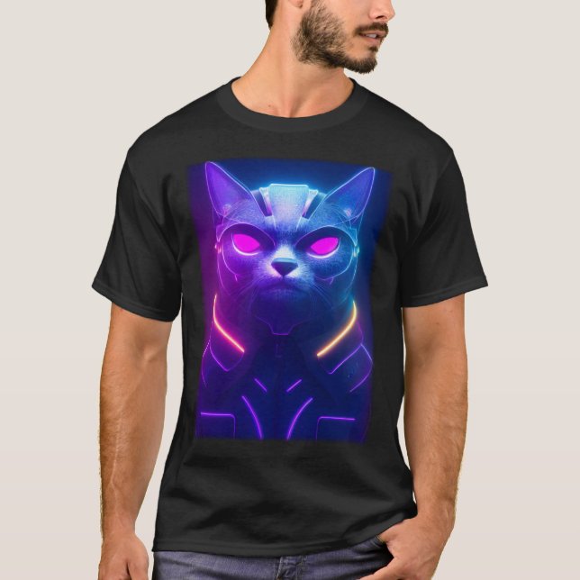 Camiseta Cyberpunk Cat  Japanese Cat Aesthetic Streetwear   (Frente)