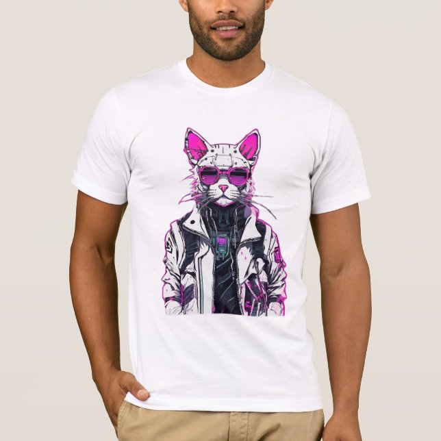 Camiseta Cyberpunk Cat: Neon Outlaw (Frente)