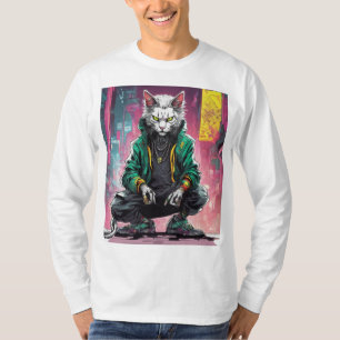 Camiseta Cyberpunk Cat Rebel Urbano