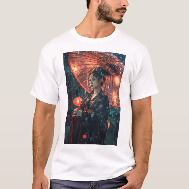 Camiseta Cyberpunk City Chinese Dragon T-Shirt (Frente)