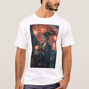 Camiseta Cyberpunk Cityscape futurista" T-Shirt