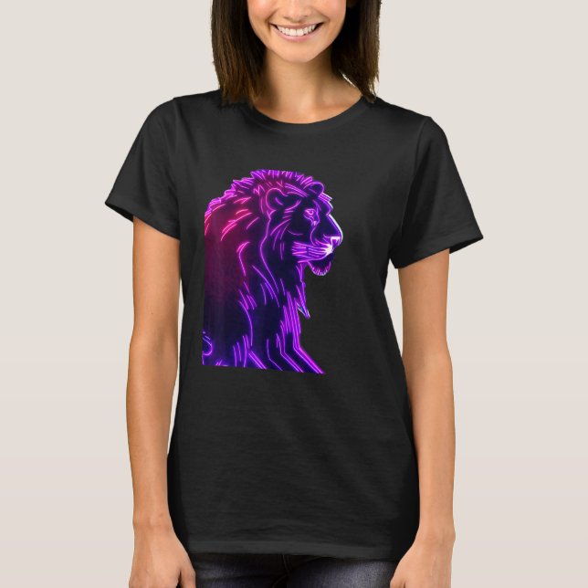 Camiseta Cyberpunk Colorful Punk Leon Unique Purple Animal  (Frente)