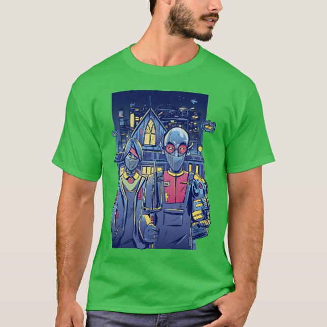 Camiseta Cyberpunk Couple In City girl (Frente)