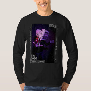 Camiseta Cyberpunk Cyborg 80s futurismo estético japonês