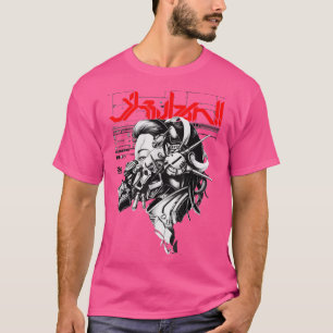 Camiseta Cyberpunk Cyborg Girl Japan Samurai Aest