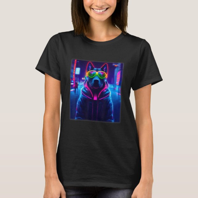 Camiseta Cyberpunk Dog Sci fi Fine For Dog   Women & Men (Frente)