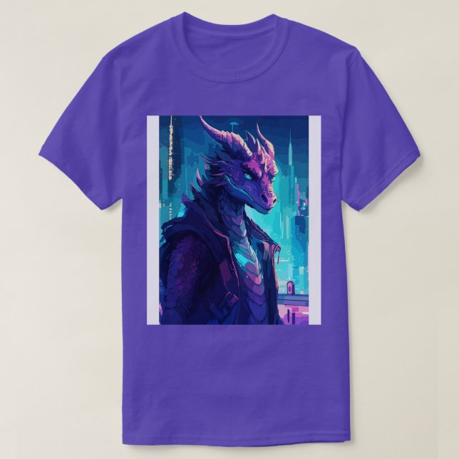 Camiseta Cyberpunk Dragon Cityscape (Frente do Design)