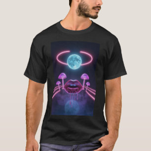 Camiseta Cyberpunk Espacial com Cogumelos