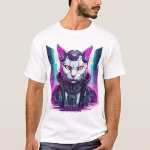 Camiseta Cyberpunk Feline Warrior