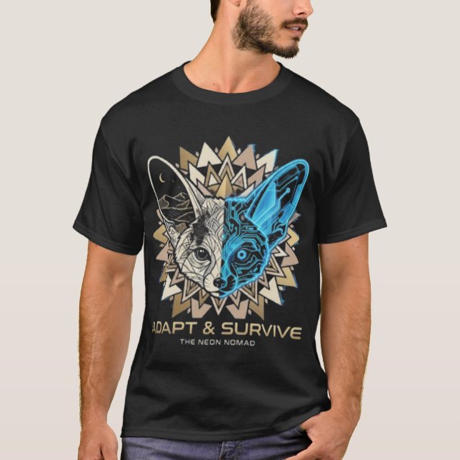 Camiseta Cyberpunk Fennec Fox Geométrico (Frente)