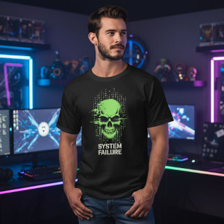 Camiseta Cyberpunk Gaming Skulls T-Shirt | Neon Gamer Skull