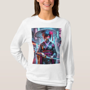 Camiseta 💠 Cyberpunk Geisha Assassin - Néon Shadow T-Shirt
